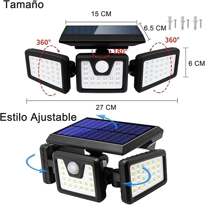 EcoSecure Luces Led Ultra Brillantes - Panel solar de REGALO