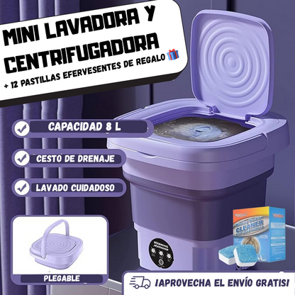 Mini lavadora y centrifugadora 8L + 12 pastillas de limpieza de regalo 🎁