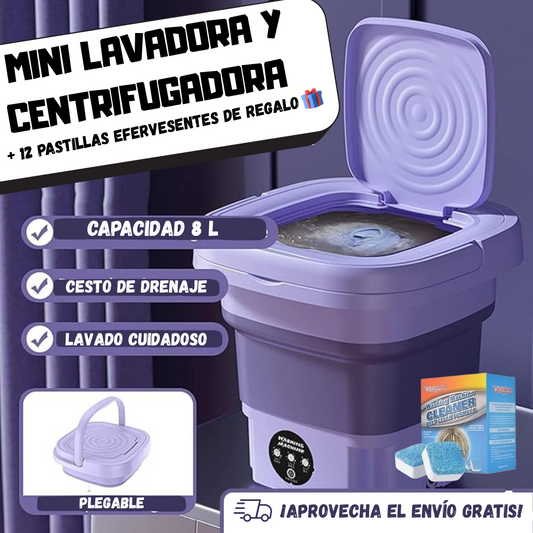 Mini lavadora y centrifugadora 8L + 12 pastillas de limpieza de regalo 🎁