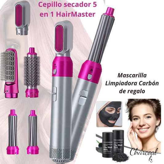 Cepillo secador 5 en 1 HairMaster -Mascarilla Limpiadora Carbón de regalo 🎁