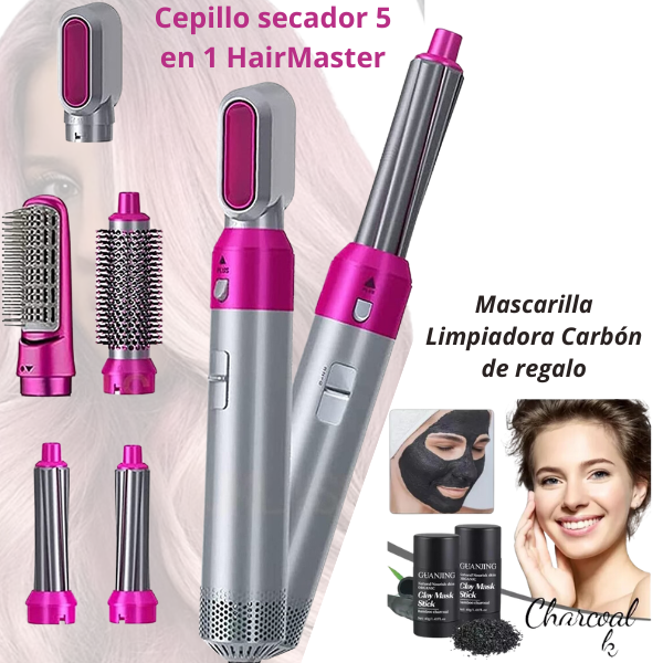 Cepillo secador 5 en 1 HairMaster -Mascarilla Limpiadora Carbón de regalo 🎁