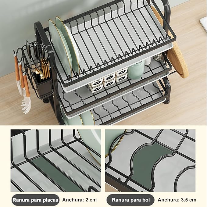 Escurridor de Platos 3 Niveles de Alta Calidad + Parches Detox de regalo 🎁