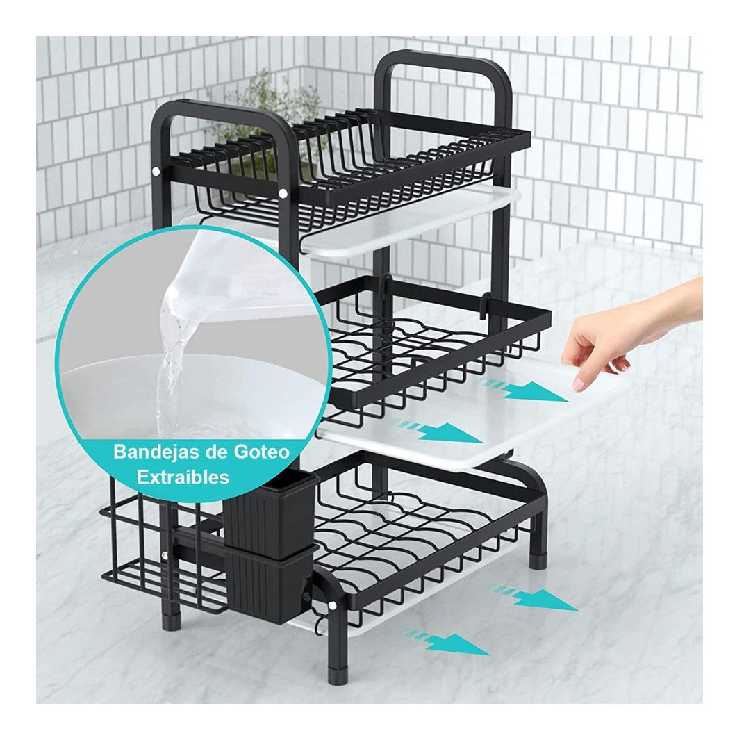 Escurridor de Platos 3 Niveles de Alta Calidad + Parches Detox de regalo 🎁