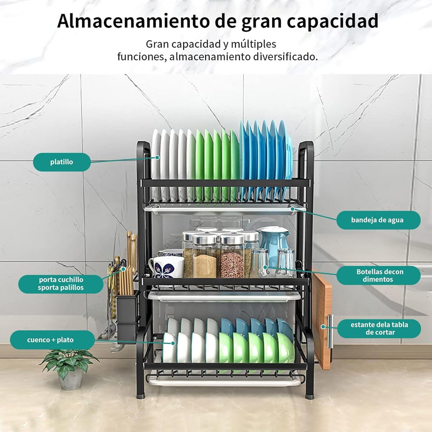 Escurridor de Platos 3 Niveles de Alta Calidad + Parches Detox de regalo 🎁