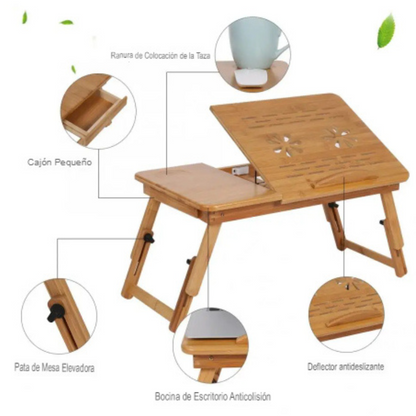 Mesa BambuFlex: comodidad portátil. Trabaja desde tu cama o sofá, sin mala postura. 😌💻
