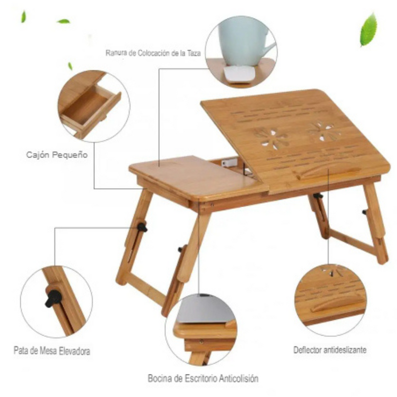 Mesa BambuFlex: comodidad portátil. Trabaja desde tu cama o sofá, sin mala postura. 😌💻