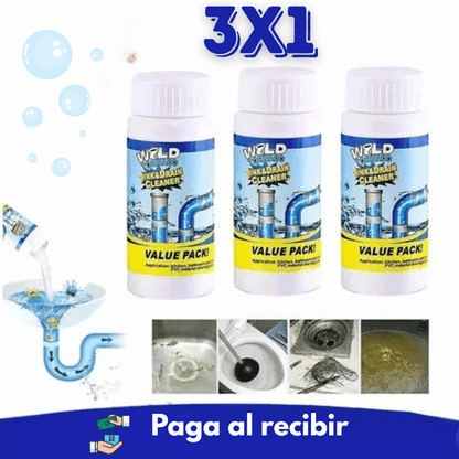 Polvo limpiador de cañerías - Pack con 3